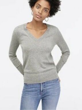 J. CREW Cashmere V Neck Sweater, gray